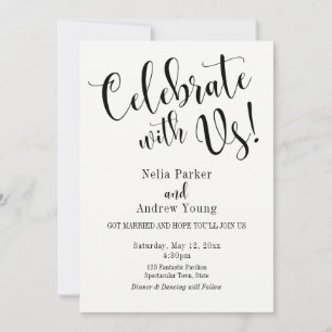 Invitation Typographie noir blanc après la fête du Mariage