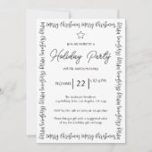 Invitation Typographie Noir Blanc Fête de Noël Unique (Devant)