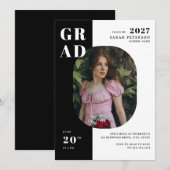 Invitation Typographie noir & blanc moderne Diplôme photo (Devant / Derrière)
