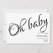 Invitation Typographie Noir Blanc Oh Baby shower Coeur Baiser (Devant)