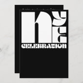 Invitation Typographie noir blanc rétro fête de la Réveillon  (Devant / Derrière)