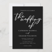 Invitation Typographie noir blanc simple Mariage hiver chic (Devant)