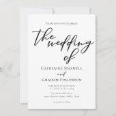 Invitation Typographie noir blanc simple Mariage officiel (Devant)