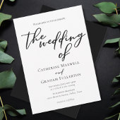 Invitation Typographie noir blanc simple Mariage officiel