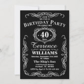 Invitation Typographie noir & blanc tendance fête d'anniversa (Devant)