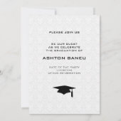 Invitation Typographie noir Damas blanc - Graduation (Dos)