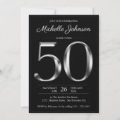 Invitation Typographie noir et argent 50e anniversaire (Devant)