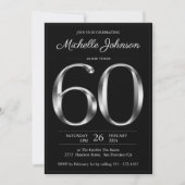 Invitation Typographie noir et argent 60e anniversaire (Devant)