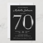 Invitation Typographie noir et argent 70e anniversaire (Devant)