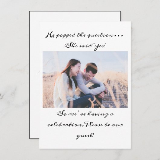 Invitation Typographie noir et blanc (Devant / Derrière)