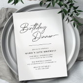 Invitation Typographie noir et blanc Dîner d'anniversaire mod