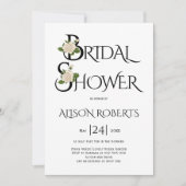 Invitation Typographie noir et blanc et douche rose (Devant)