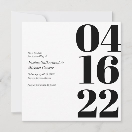 Invitation Typographie noir et blanc Numéro Enregistrer la da (Devant)