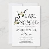 Invitation Typographie noir et blanc, partie d'engagement ros (Devant)