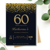 Invitation Typographie noir et or 60e anniversaire moderne