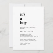 Invitation Typographie noire moderne C'est un Baby shower gar (Devant)
