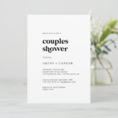 Invitation Typographie Noire moderne Couples Douche (Debout devant)