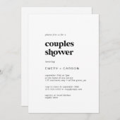 Invitation Typographie Noire moderne Couples Douche (Devant / Derrière)