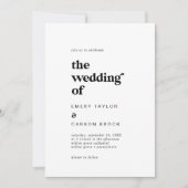 Invitation Typographie Noire Moderne Le Mariage De (Devant)