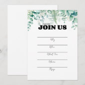 Invitation Typographie noire multifonction remplie à la main (Devant / Derrière)