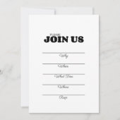 Invitation Typographie noire multifonction remplie à la main (Devant)