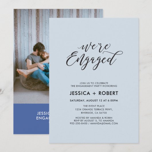 Invitation Typographie "Nous sommes engagés" Photo Engagement (Devant / Derrière)