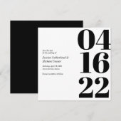 Invitation Typographie numérique noir et blanc pour faire-par (Devant / Derrière)