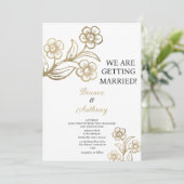 Invitation Typographie or blanc de luxe mariage floral (Debout devant)