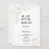 Invitation Typographie or blanc de luxe peony mariage floral (Devant)
