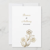 Invitation Typographie or blanc luxe mariage floral RSVP (Dos)