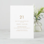 Invitation Typographie Or Chic 21e fête d'anniversaire (Debout devant)