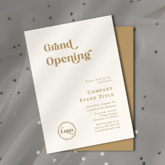 Invitation Typographie Or Chic Moderne Grand Ouverture