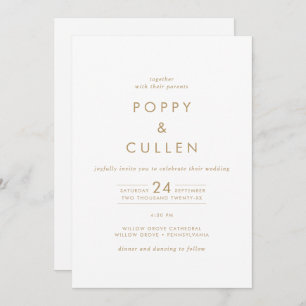 Invitation Typographie Or Chic tout en un Mariage