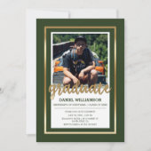 Invitation Typographie or et vert foncé | Diplôme photo (Devant)