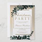 Invitation Typographie or Flore cadre de neige feuille Noël (Devant)