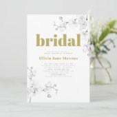 Invitation Typographie Or moderne Orchidée Fête des mariées f (Debout devant)