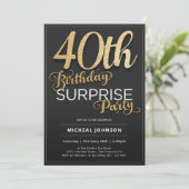 Invitation Typographie Or moderne Surprise 40e anniversaire (Debout devant)