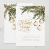 Invitation Typographie Or Ornements Baubles Fête de Vacances (Devant / Derrière)