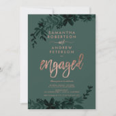 Invitation Typographie or rose Floral green fiançailles (Devant)