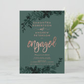 Invitation Typographie or rose Floral green fiançailles (Debout devant)