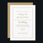 Invitation Typographie or simple et élégante et Mariage de tr<br><div class="desc">Design minimaliste mariage avec typographie or et cadre avec texte facilement personnalisé,  et or continue à l'inverse. Les couleurs de l'arrière - plan et du texte peuvent être modifiées si vous le souhaitez.</div>