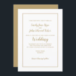 Invitation Typographie or simple et élégante et Mariage de tr<br><div class="desc">Design minimaliste mariage avec typographie or et cadre avec texte facilement personnalisé,  et or continue à l'inverse. Les couleurs de l'arrière - plan et du texte peuvent être modifiées si vous le souhaitez.</div>