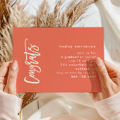 Invitation Typographie Orange Ombre moderne Photo Grad Party