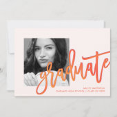 Invitation Typographie Orange Ombre moderne Photo Grad Party (Devant)