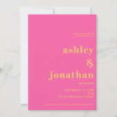 Invitation Typographie orange rose gras Mariage moderne (Devant)