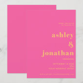 Invitation Typographie orange rose gras Mariage moderne (Devant / Derrière)