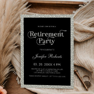Invitation Typographie Pailletée Noir et Blanc pour Fête de R