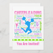 Invitation Typographie personnalisée Pastel Cheerled Words (Devant / Derrière)