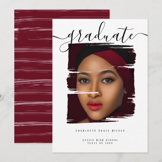 Invitation Typographie Photo Graduation personnalisée (Devant / Derrière)