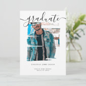 Invitation Typographie Photo Graduation personnalisée (Debout devant)